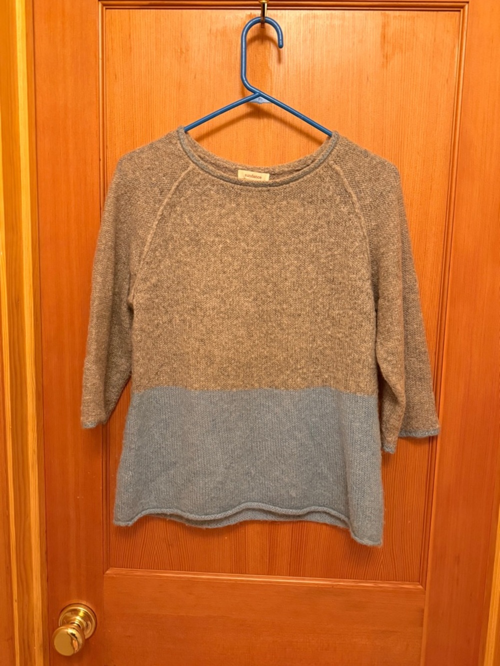 Sundance Two-Tone Mohair Scoop Neck Knit Sweater